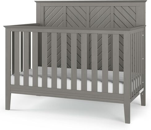 Child Craft Atwood 4-in-1 Convertible Baby Crib, Wooden Nursery Furniture Converts to Daybed, Toddler Bed and Full-Size Bed, 3 Mattress Height Adjustments, Non-Toxic Baby Safe Finish, Lunar Gray | 4-in-1 Crib, Baby Safe Finish, Non-Toxic, Adjustable in Saudi Arabia