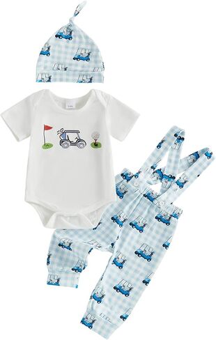 Newborn Baby Boy Baseball Outfit Short Sleeve New Player In Town Romper Pants Hat 3Pcs Cute Infant Spring Clothes in Saudi Arabia
