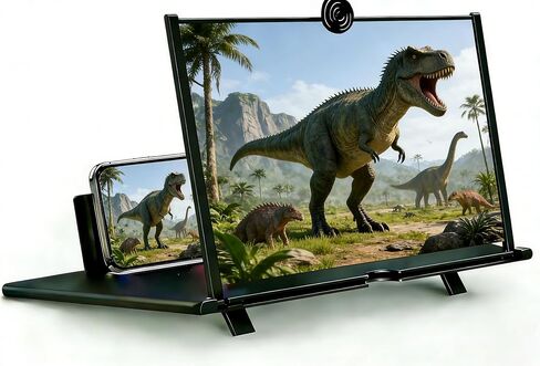 Screen Magnifier, 3D Magnifier Projector Screen, Foldable Phone Stand with Screen Amplifier – Compatible with All Smartphones 10 inch (Black) in Saudi Arabia