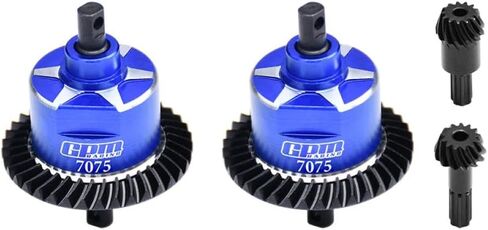 GPM 4140 Carbon Steel + 7075 سبيكة الأمامية والخلفية التفاضلية الكاملة لـ Mini Maxx Monster Truck-107154-1 (Blue) in Kuwait