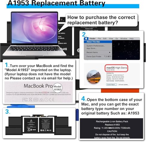 بطارية بديلة A1582 لجهاز MacBook Pro A1502 (أوائل 2015، منتصف 2014، أواخر 2013) بطارية ريتينا 13 بوصة A1493/A1582 in Kuwait