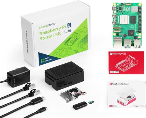 Seeed Studio Raspberry Pi 5 Starter Kit - 8GB RAM, 64GBGB Micro SD Card Pre-Loaded 64-bit OS, Type-C Power Supply, Active Cooling Case for Home Assistant, Server & IoT in Saudi Arabia
