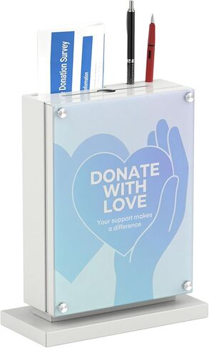 Suggestion Box with Slot and Lock-Wall Mount Option, Metal Ballot Box with Acrylic Panel for Voting, Black Donation Case with Key Drop Slot and Safe Lock for Fundraising, Hotel and Office Use in Kuwait