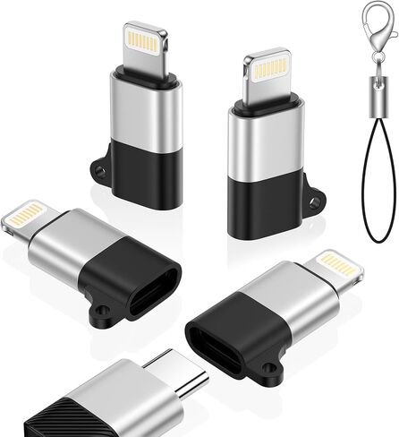 محول USB من النوع C إلى Lightning متوافق مع iPhone 14 Plus/13/12/11/XR/XS، 4 حزم موصل كابل Lightning ذكر إلى USB من النوع C أنثى، محول مزامنة بيانات الشحن السريع، وليس للصوت/OTG/سماعات الرأس in Kuwait