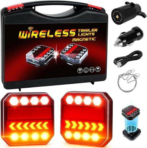 Wireless Trailer Lights,Magnetic,2PCS LED Towing Lights Kit,IP65 Waterproof for Trucks, RVs, Boats, Campers,Caravan in Saudi Arabia