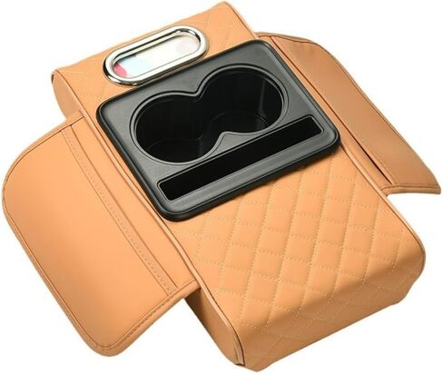 Car Armrest Box Pad Elevator 4-in-1 Vehicle Tissue Holder Storage Bag Cup Holder Multifunctional Organizer (Yellow) in Saudi Arabia