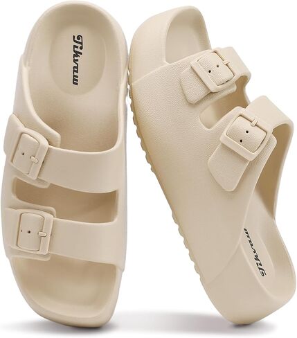 صنادل نسائية ذات نعل سميك مع دعم للقوس، مريحة وخفيفة الوزن، ونعل سميك مع إبزيم قابل للتعديل، صنادل الشاطئ in Kuwait