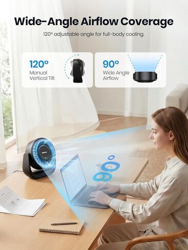 مروحة USB من Warmco مع تحكم باللمس، (بدون بطارية) مروحة مكتب شخصية صغيرة، قابس USB-A وUSB-C، تدفق هواء قوي 3 سرعات، مراوح طاولة هادئة للمنزل والمكتب in Kuwait