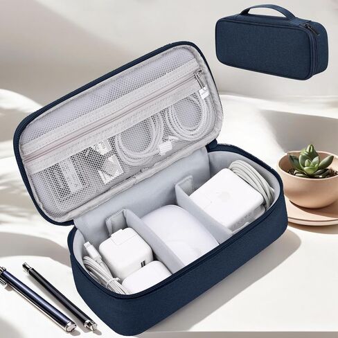 Electronic Organizer Pouch Portable Oxford Fabric Tech Accessory Organizer Double Layer Travel Case for Cables Chargers Earphones Power Bank (Dark Grey) in Saudi Arabia