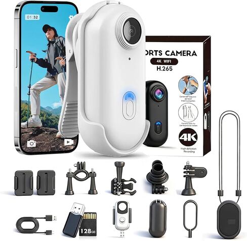 POV 4K Capture Pro 2.0, New Ultra Wide Angle HD Wearable Body Adventure Action Cameras - with 128G Card, Night Vision, for Skiing, Cycling and Outdoors Activities (Black - Official Match) in Saudi Arabia