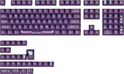 أغطية مفاتيح PBT، مجموعة أغطية مفاتيح ذات سمة Jinx للوحة المفاتيح الميكانيكية، وملف تعريف الكرز وأغطية مفاتيح لوحة المفاتيح المخصصة عالية التباين لـ 60 65 75 100 بالمائة (مجموعة أغطية مفاتيح 137) in Kuwait