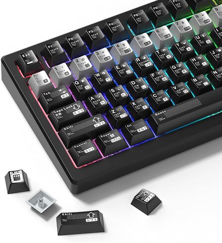 أغطية مفاتيح PBT، مجموعة أغطية مفاتيح ذات سمة Jinx للوحة المفاتيح الميكانيكية، وملف تعريف الكرز وأغطية مفاتيح لوحة المفاتيح المخصصة عالية التباين لـ 60 65 75 100 بالمائة (مجموعة أغطية مفاتيح 137) in Kuwait