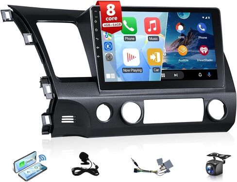8Core Android Car Stereo for Honda Civic 2006 to 2011 Wireless Apple CarPlay Android Auto, Radio for Honda Civic Car Play, 5G WiFi GPS Navi FM RDS EQ DSP Audio Receiver SWC AHD Camera, 2G+32G in Saudi Arabia