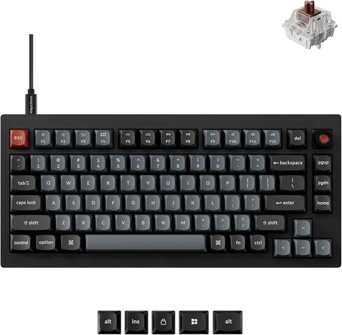 Keychron V1 8K 75% Wired Mechanical Keyboard with Programmable Knob, OSA PBT Keycaps, Hot-swappable with Keychron Super Banana Switchs, 8000 Hz Polling Rate, RGB Backlit for Mac Windows Linux in Saudi Arabia