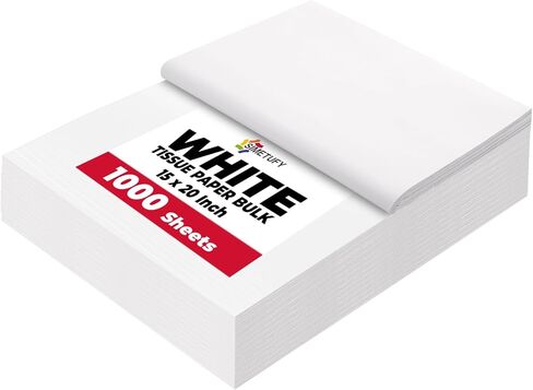 Simetufy 2000 SHOETS BITER TISSUE PAPER BAPK ، 15 "× 20" لوازم التعبئة للتنقل والتعبئة والتغليف وورق الأنسجة الهدايا لأكياس الهدايا وحفلات الزفاف وعيد الميلاد والعطلات وديكور عيد الميلاد الحرف in Kuwait