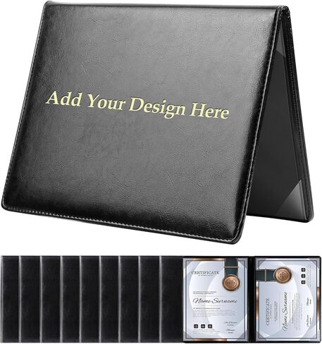 Diploma Cover 8.5 x 11 Certificate Holders for Letter-Sized Award Padded Menu Cover - Black Leather in Saudi Arabia