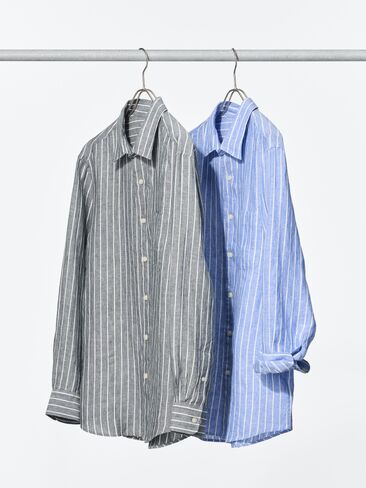 قميص Uniqlo من الكتان الفاخر | مخطط in Saudi Arabia