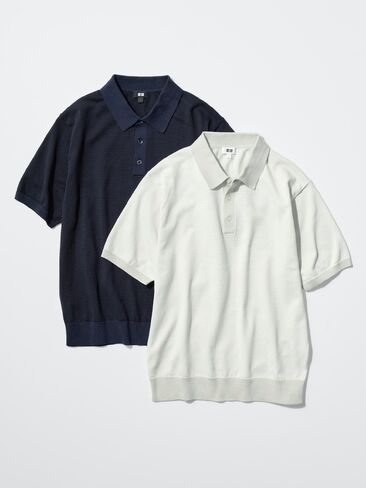 Uniqlo Washable Knitted Polo Sweater | Short Sleeve | Striped in Saudi Arabia