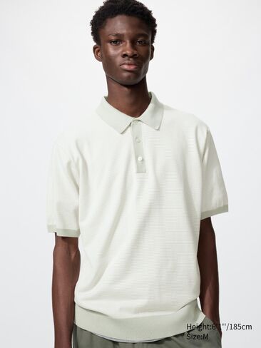 Uniqlo Washable Knitted Polo Sweater | Short Sleeve | Striped in Saudi Arabia