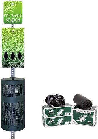 Stud Proof Aluminium Dog Station - Free 400 Waste Roll Acags & 25 Can Liners - SENED 10 ANDSERY SARTY - أكثر من 500 ألف بيع في الولايات المتحدة الأمريكية (أسود غير لامع) in Kuwait