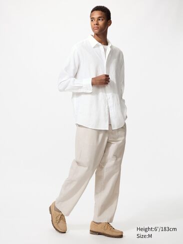 Uniqlo Linen Blend Easy Ankle Pants | Striped in Saudi Arabia