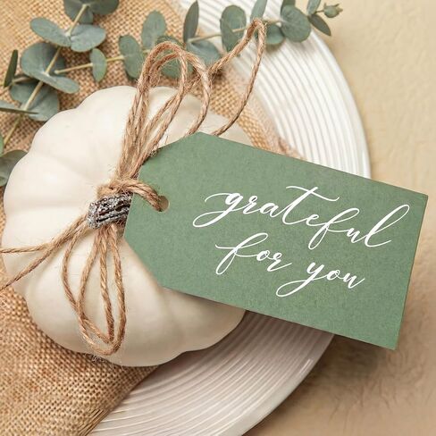 50 Pcs Grateful for You Gift Tags with String Thank You Tags Fall Place Cards Paper Hanging Labels for Fall Thanksgiving Party Favor Holiday Wedding Baby Shower Wrapping Gift in Saudi Arabia