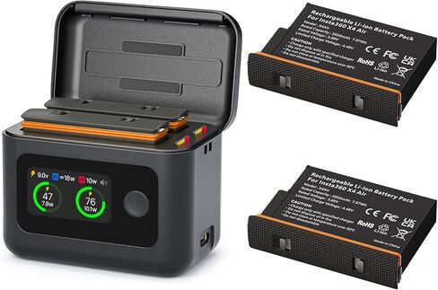 YDW Fast Battery Charger for Insta360 X4 Air,27W Intelligent Two Way Charger Hub w/LCD Display Shows Battery SOC, Charger Only（Batteries not Included） in Saudi Arabia