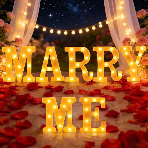 رسائل مضيئة من Marry Me، علامة Led Marry Me للزينة المقترحة، 7 قطع من الحروف المضيئة لعلامة زفاف رومانسية in Kuwait