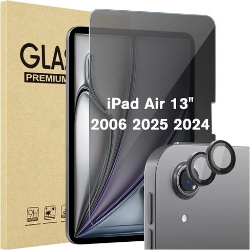 ProCase عبوة واحدة من واقي شاشة الخصوصية + عبوتين من واقيات عدسة الكاميرا لجهاز iPad Air 13 بوصة M3 2025 / M2 2024، طبقة زجاجية مقواة مضادة للتجسس لجهاز iPad Air 7/6 -Starlight in Kuwait