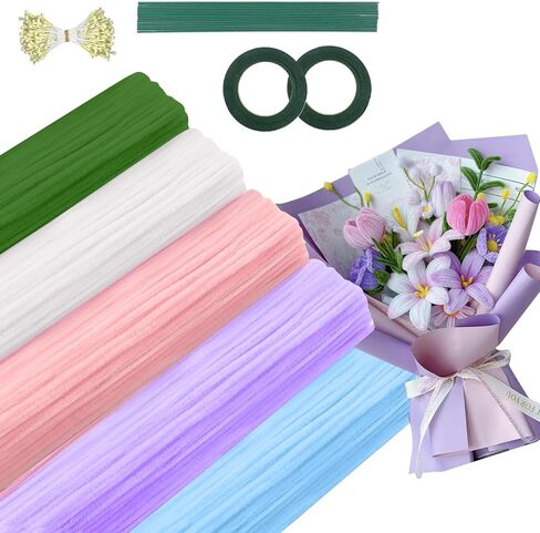 500 PCS أنابيب منظفات الحرف ، والسيقان الكثيفة الغامضة في تشينيل لمجموعة صناعة الزهور DIY ، والمنظفات الأنابيب بشكل كبير للفنون والحرف ديكورات مشاريع DIY ، مع أسلاك الأزهار تنبع ، وأشرطة الأزهار ، وأسلاك الزهرة in Kuwait