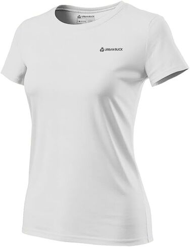 قمصان نسائية للحماية من الشمس برقبة على شكل V من Urban BUCK بعامل حماية من الشمس 50+ وأكمام قصيرة رياضية ومنتظمة سريعة الجفاف تي شيرت أرييل للجري للسيدات in Kuwait