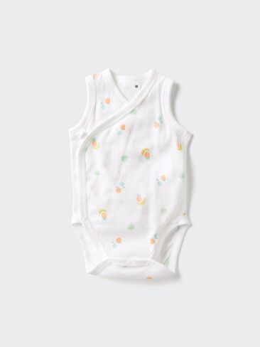 Uniqlo Baby Cotton Mesh Sleeveless Bodysuits | Open Front | Printed in Saudi Arabia
