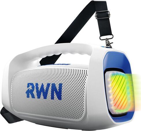 مكبر صوت بلوتوث RWN خارجي: صوت عالٍ 160 وات، IP67 مقاوم للماء مع وقت تشغيل 24 ساعة، شحن سريع، باس، TWS، مكبرات صوت لاسلكية محمولة مع عرض ضوئي للمنزل، والحفلات، وجهاز العرض، والشاطئ (أسود) in Kuwait