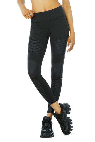 Alo Yoga Moto Legging - Black/Black Glossy in Saudi Arabia