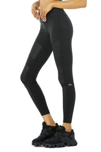 Alo Yoga Moto Legging - Black/Black Glossy in Saudi Arabia