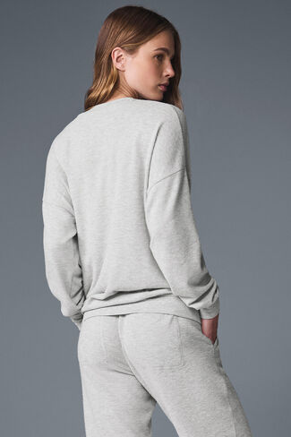Alo Yoga Soho Pullover - Athletic Heather Grey in Saudi Arabia