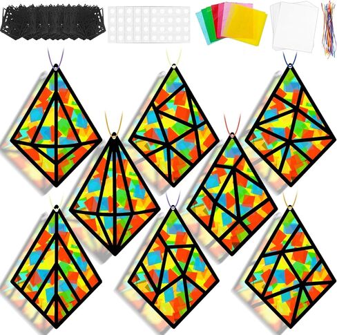 30 Sets Thanksgiving Suncatcher Craft Kit DIY Pumpkin Window Stained Glass Effect Paper Halloween Home School Classroom Decoration Pumpkin Art Craft Creative Activity Project Kid Gift Favor in Saudi Arabia