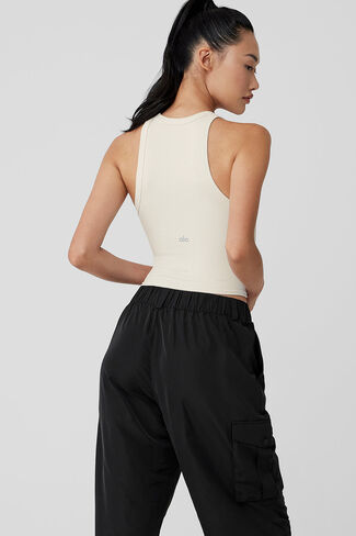 Alo Yoga Goddess Ribbed Go-To Tank - Ivory in Saudi Arabia
