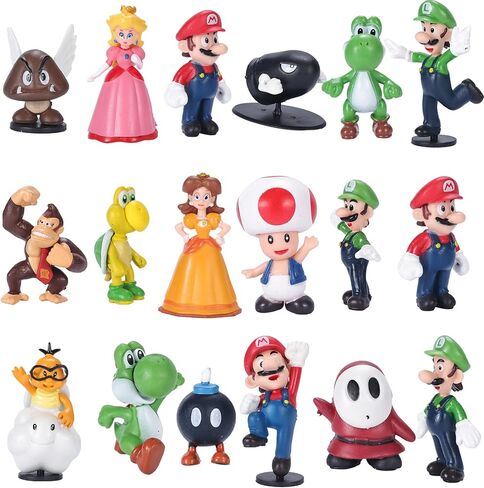 18 PCS/Set Mario Figures Toy - Mario & Luigi Fompurines Yoshi Action Figures (2 Inch) in Kuwait