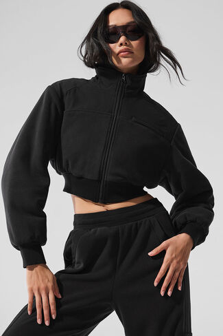 Alo Yoga Polar Fleece Cropped Wintry Mix Jacket - Black in Saudi Arabia