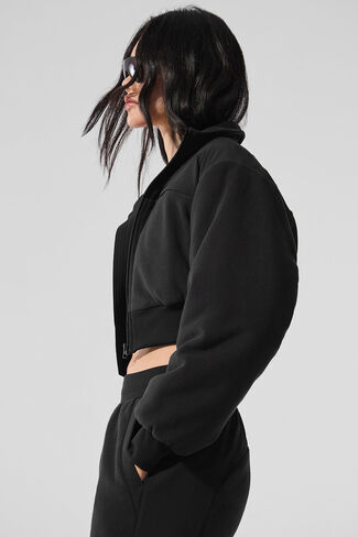 Alo Yoga Polar Fleece Cropped Wintry Mix Jacket - Black in Saudi Arabia