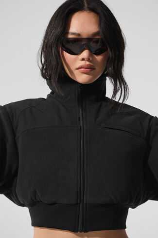 Alo Yoga Polar Fleece Cropped Wintry Mix Jacket - Black in Saudi Arabia