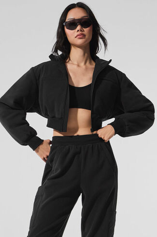 Alo Yoga Polar Fleece Cropped Wintry Mix Jacket - Black in Saudi Arabia