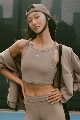 Alo Yoga Aspire Tank - Gravel/White in Saudi Arabia
