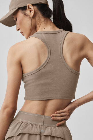 Alo Yoga Aspire Tank - Gravel/White in Saudi Arabia