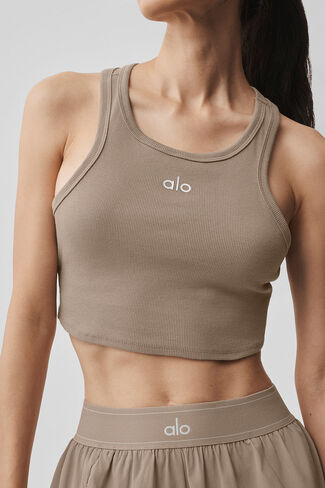 Alo Yoga Aspire Tank - Gravel/White in Saudi Arabia