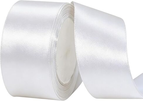 2 "على نطاق واسع على وجه الساتان لفة الساتان لحفل الزفاف ، ومشاريع الخياطة ، ولف الهدايا وصياغة مشاريع ، 25 ياردة (أبيض) in Kuwait