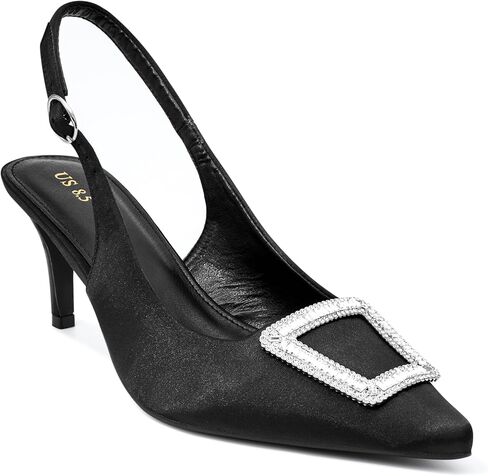 Perphy Rhinestone Stiletto Heel Sandals Satin Buckle Pointed Toe Pumps for Women in Saudi Arabia