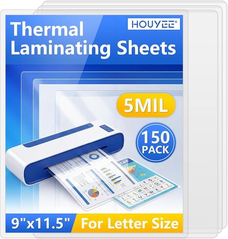 HOUYEE Laminating Sheets 5 Mil, Hold 8.5 x 11 Inch, Clear Glossy, 150 Pack in Kuwait