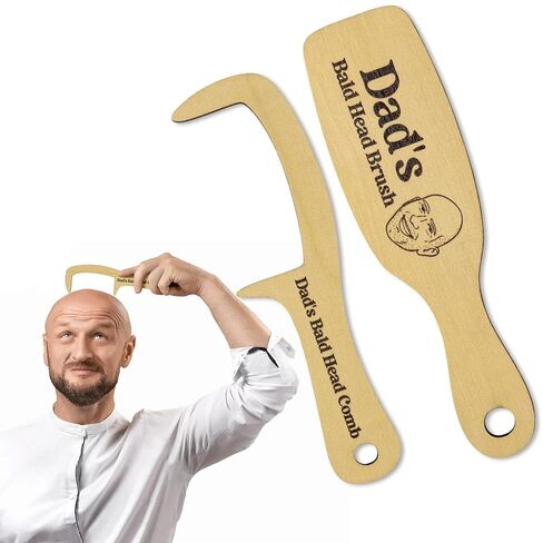 هدايا عيد الأب المضحكة - 2pcs أبي الفرشاة الصلعاء المليئة بالمشط ومشط الملمس الأصلع رجل الأداة الأداة هدية هدية خشبية الشعر بفرشاة الرأس ومشط أي أسنان مجموعة عيد ميلاد أبي مزحة نكتة in Kuwait